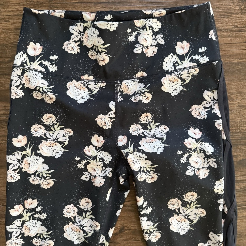 Free People FP Movement Floral Leggings Size Large - Wicked Mesh Side Activewear